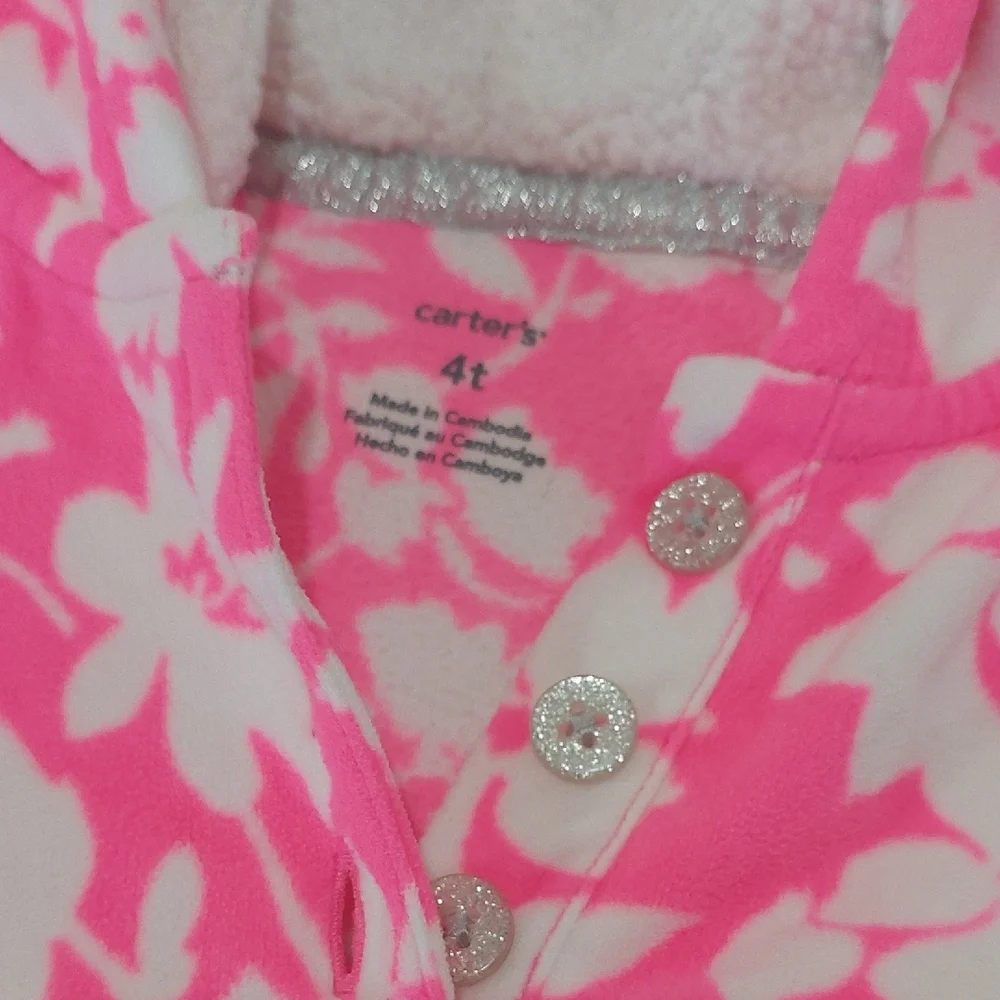 Carter's Bright Pink and White Floral Jacket.Fleece